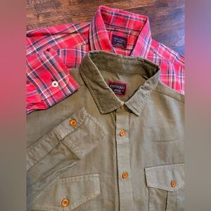 UNTUCKit Shirt Mens Medium Pink Plaid Green Wrinkle Free Lot of 2 Oja St Georges